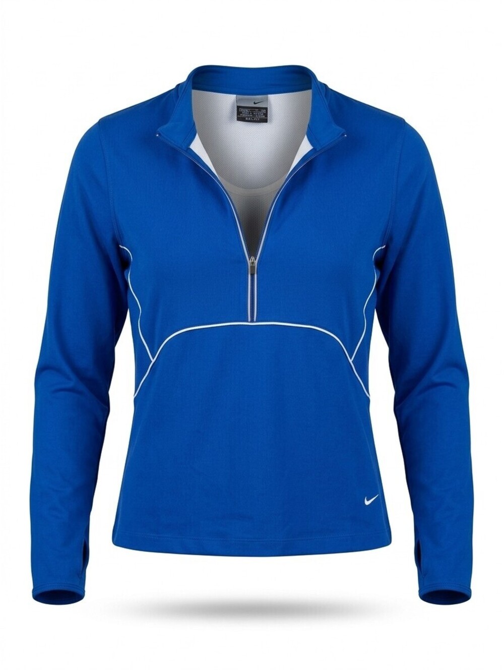 Nike Dri Fit Half Zip Running Top Womens L Royal Blue Built In Bra Mesh Back EUC